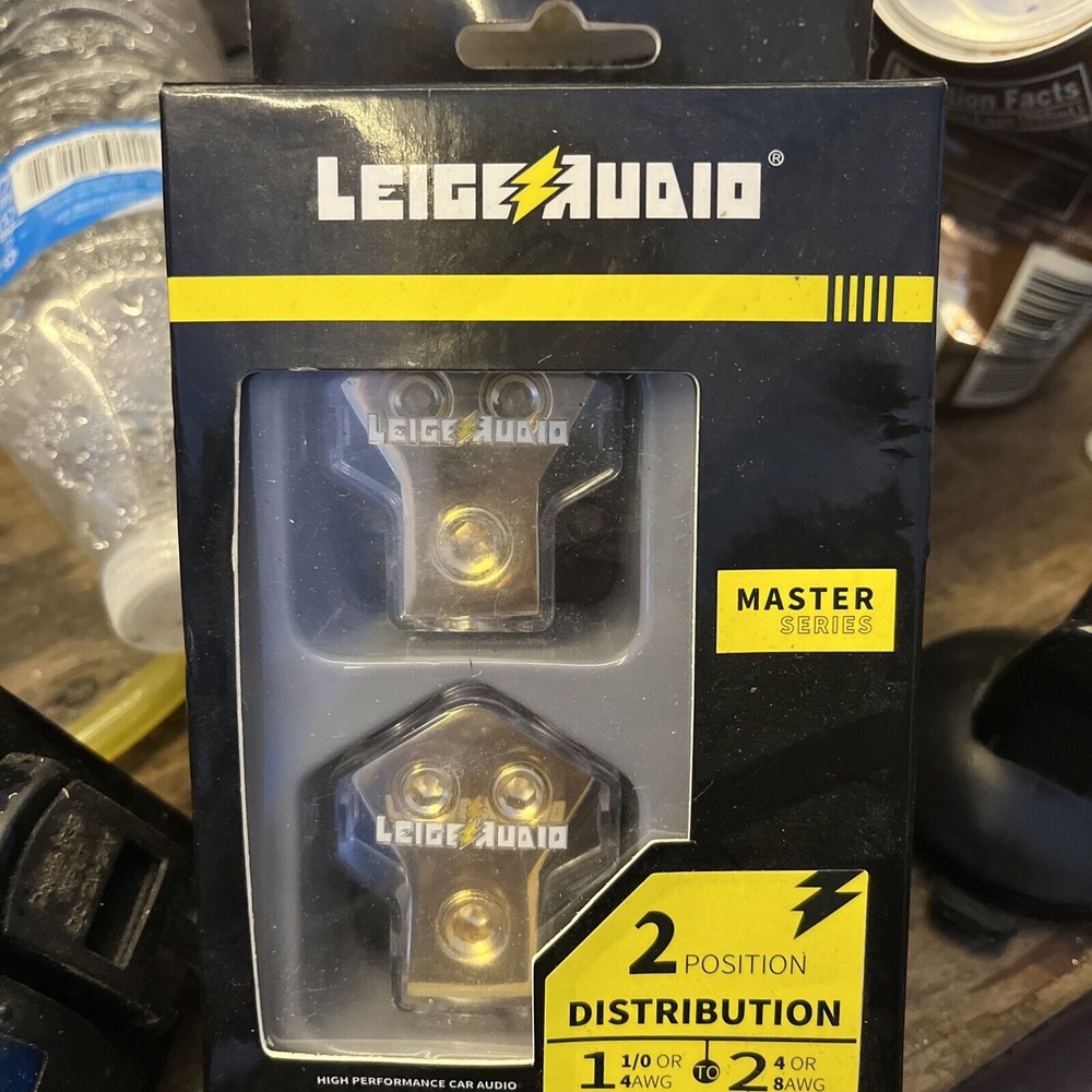 LEIGESAUDIO 0/2/4 Gauge in 4/8 Gauge‎ Out 2 Way Amp Copper Power Dist, 2- Pack